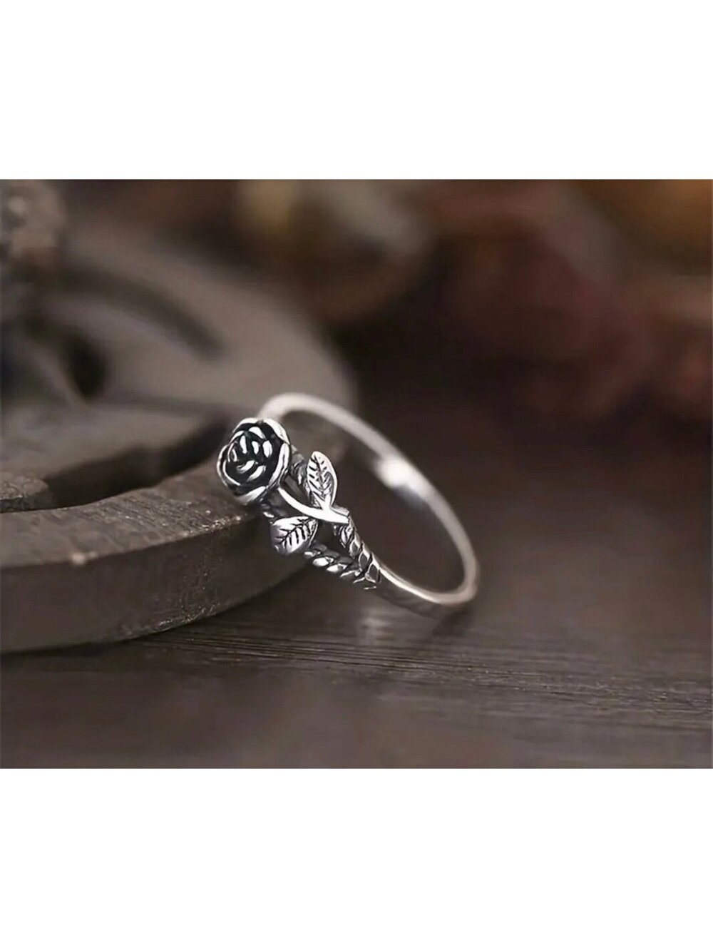 New - Vintage - Silver Rose Flower Ring - Size 7